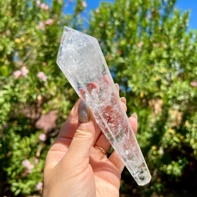 1 pc natural decoratives stone-clear quartz wand tower，stunning crystal mace for home/office/party decorations