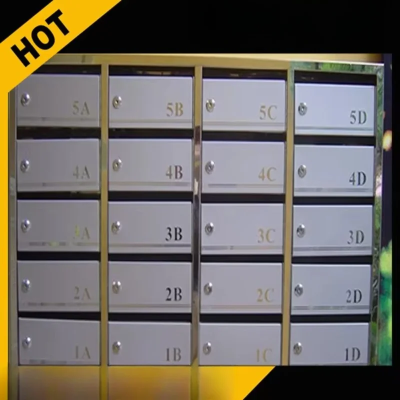 Stainless steel mailbox, wall-mounted design, suitable for traditional apartment building locks
