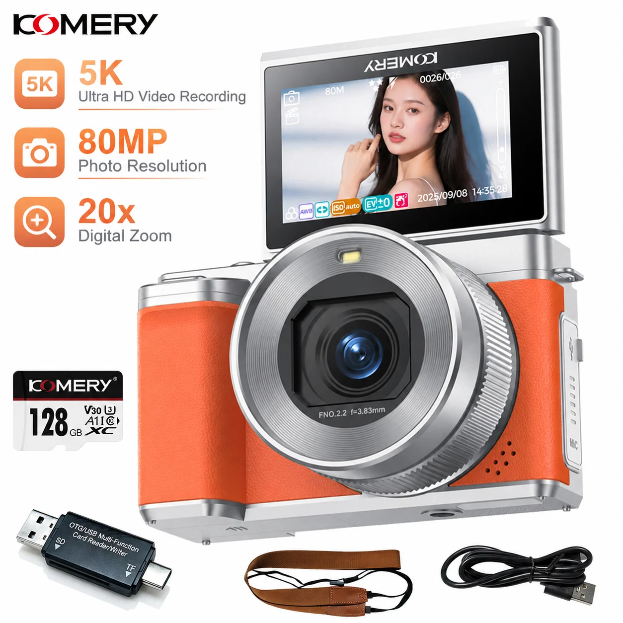 Photography Nature Images - กล้องดิจิทัลเซลฟี่ 5K 80MP ซูม 20 เท่า