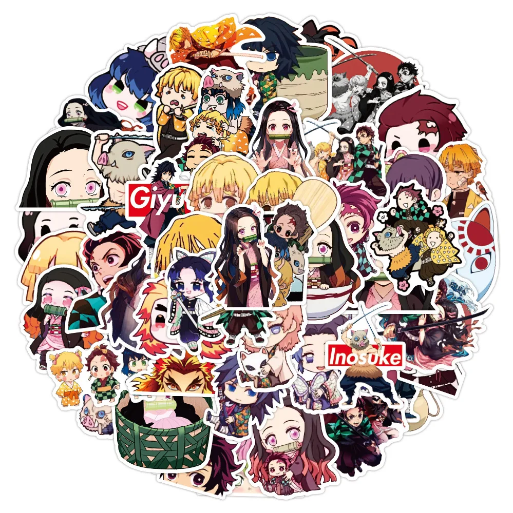 50pcs Various Demon Slayer Anime Stickers Waterproof   Phone Case Kawaii Sticker Pack Cute Laptop Skin Aesthetic Sticker