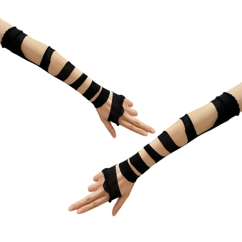 Bandages Arm Sleeves Cosplay Costume Arm Cover Fingerless Long Arm Gloves