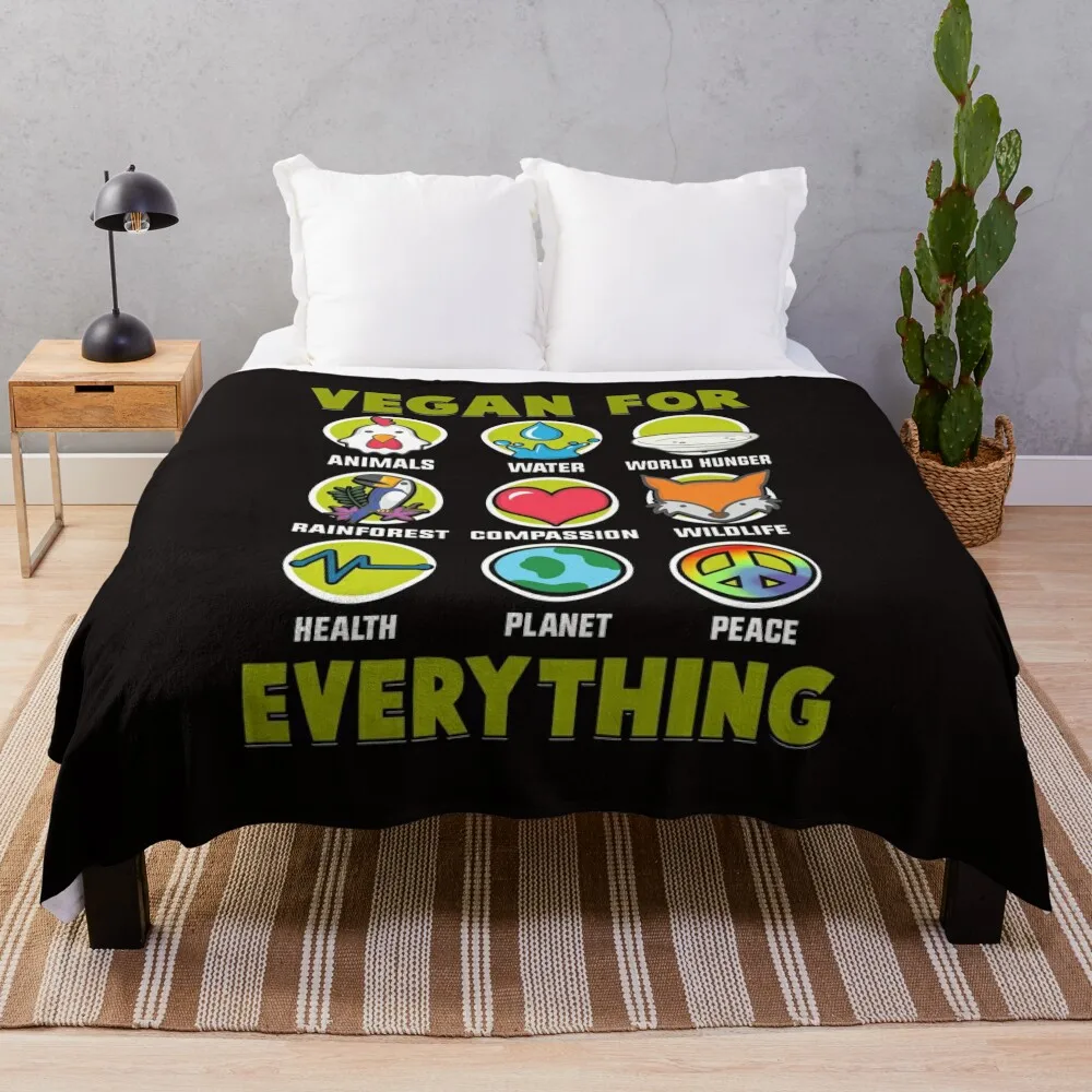 Vegan Gift Idea. Vegan For Animals, Water, World Hunger. Throw Blanket Decorative Beds Sofa Summer Blankets