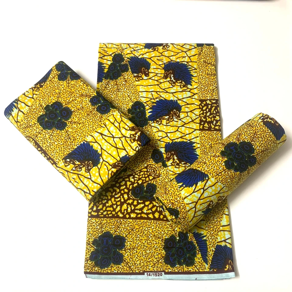 

Африканская ткань с принтом, вощеная ткань, Африканский хлопок 100%, высокое качество шитья, оригинальный принт, вощеная ткань, лоскутный материал 6 ярдов