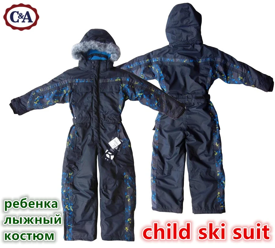 winter Rompers boys Snow Suit kids outdoor waterproof coat children hood skiwear girls overall windproof jumpsuit cotton padded