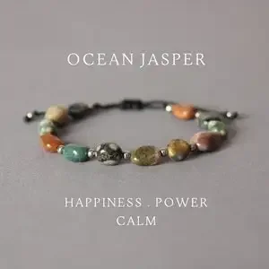 Ocean Jasper Crystal Pisces Gift Stacking Hand Ocean Jasper Jewelry Natural Stone Bracelet view 4