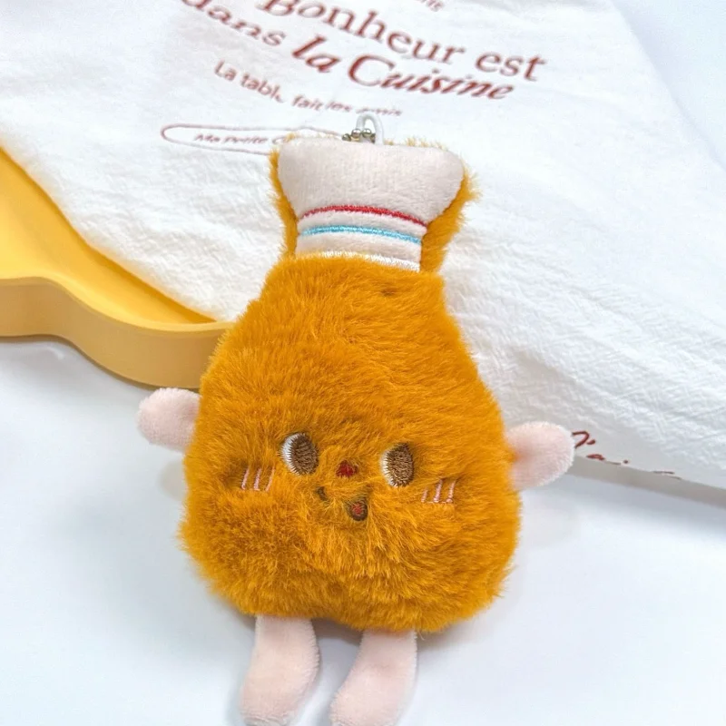 Delicacy Squeak Hamburger Cute Re-Ment Plush Toy Keychain Chicken Drumstick French Fries Cartoon Gift Doll Plush Toy Keychain