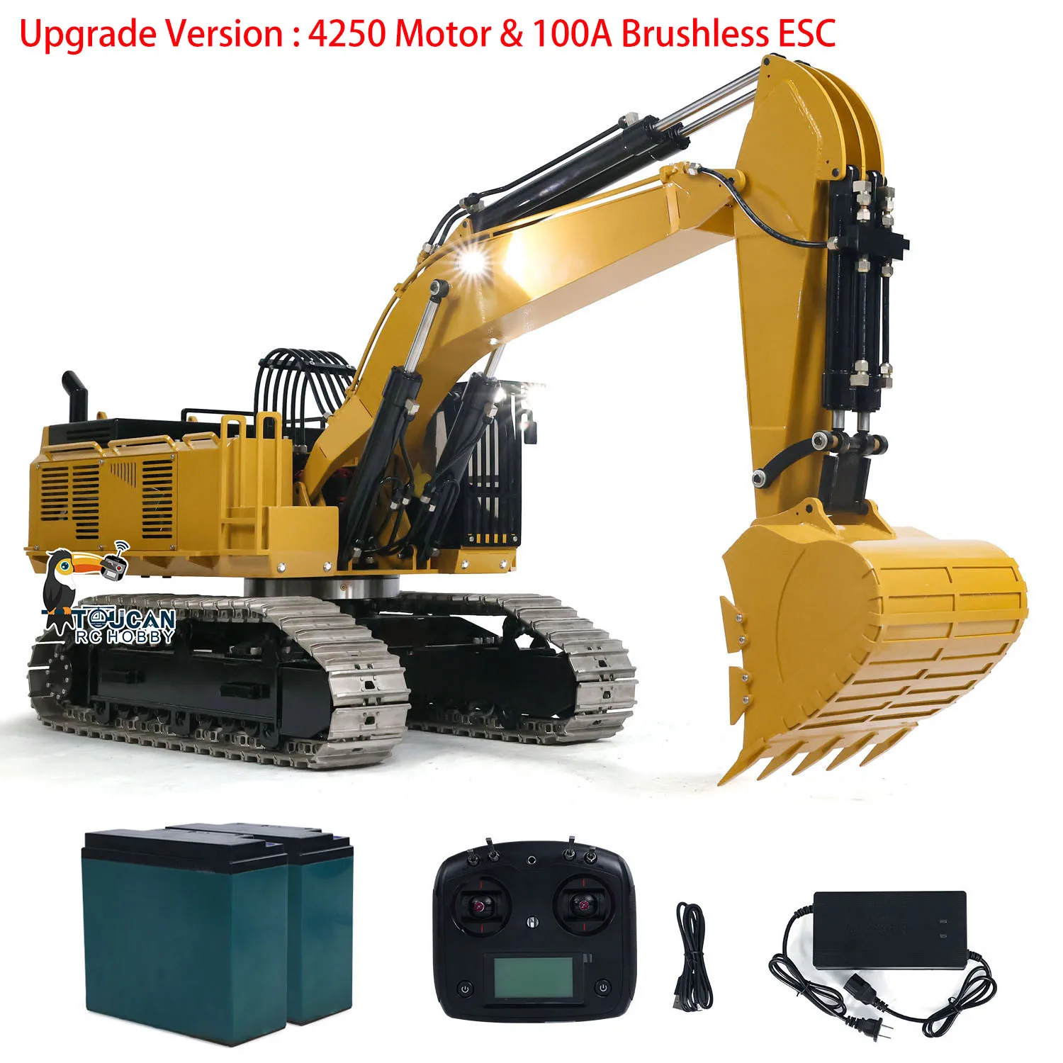 Upgraded 1/8 RTR 385CF RC Hydraulic Excavator  Heavy-duty Machine Metal Giant Digger Remote Control Construction Vehicle