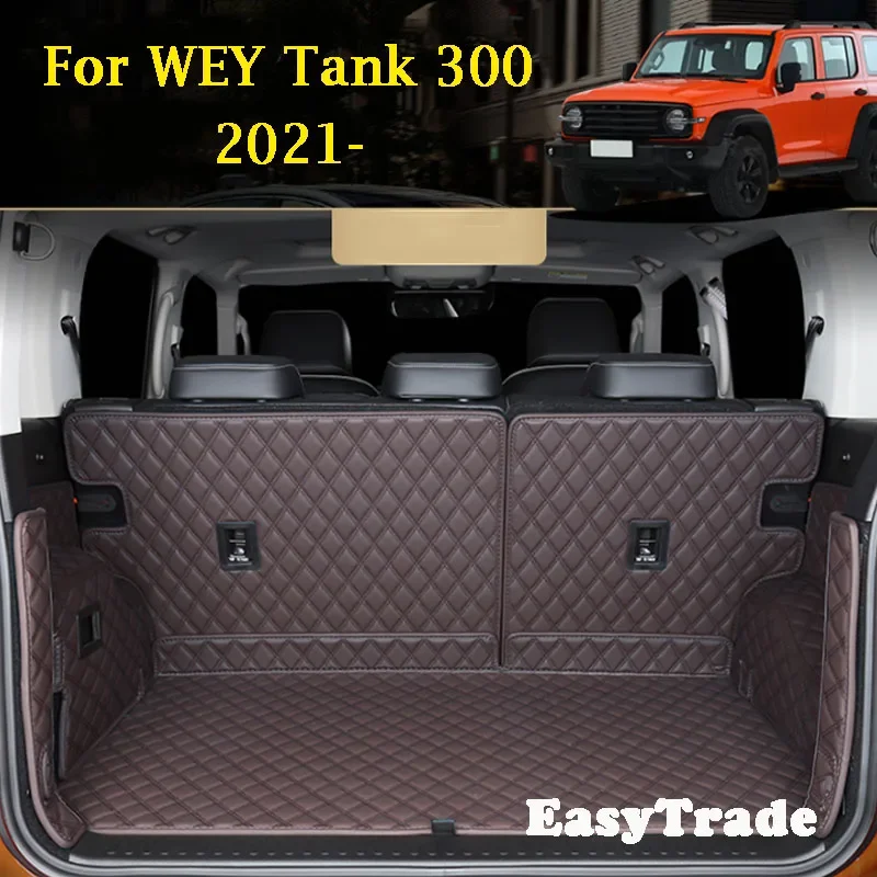 For Great Wall WEY Tank 300 2024 Leather All Inclusive Car Trunk Mats Protector Auto Tail Box Cover Pad Interior Accessories