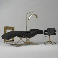 Adjustable Foldable Recliner Chair with Massage Table Black Curved Lashista Stretcher Modern Style Lash Bed Topper