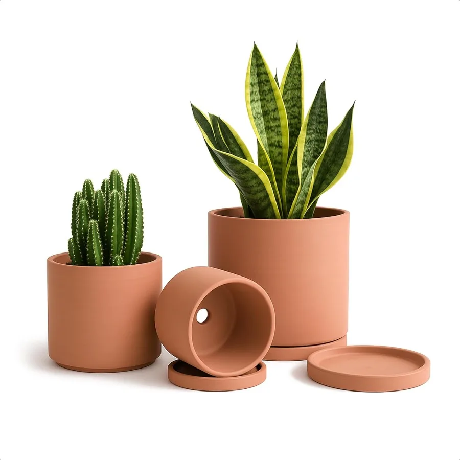 

Terracotta Pots for Plants 4.2 Inch 5.3 Inch 6.5 Inch Succulent Planter Pot with Drainage and Saucer 40TA0