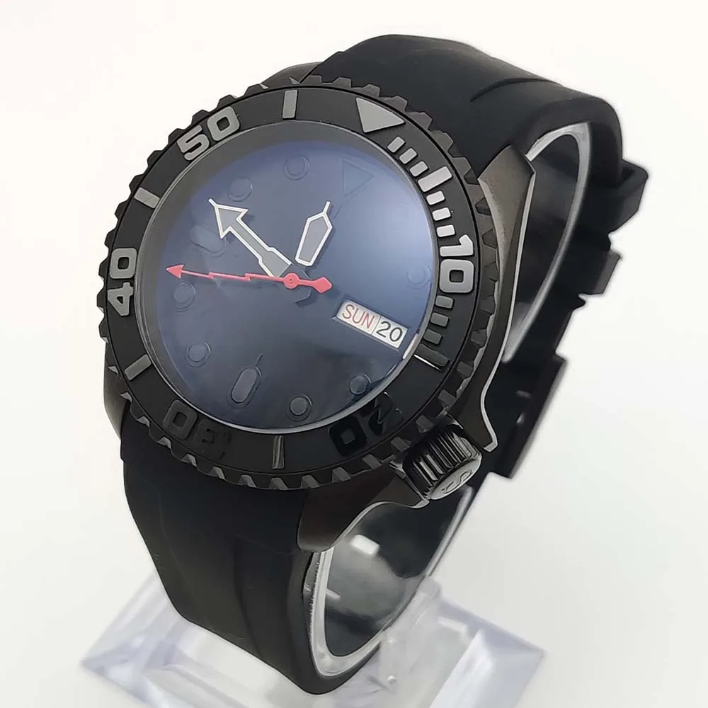 Men\'s Sapphire Watch Premium Brushed Black Case NH36 Automatic Mechanical Black Luminous Dial Men\'s Casual Fashion Watch