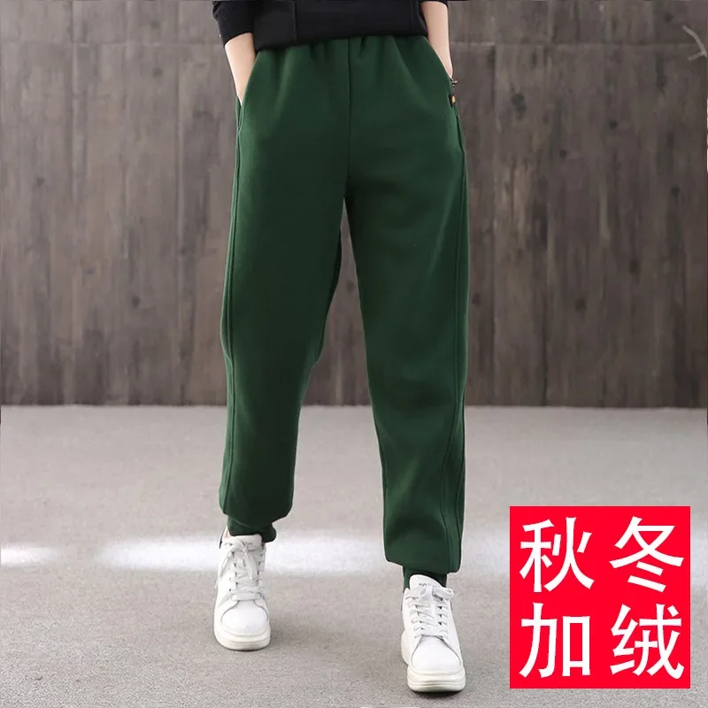 Oversized 5xl Thicken Sweatpants Womens Warm Plus Velvet Harem Pants Snow Fashion Boyfriend Pantalones High Waist Winter Trouser