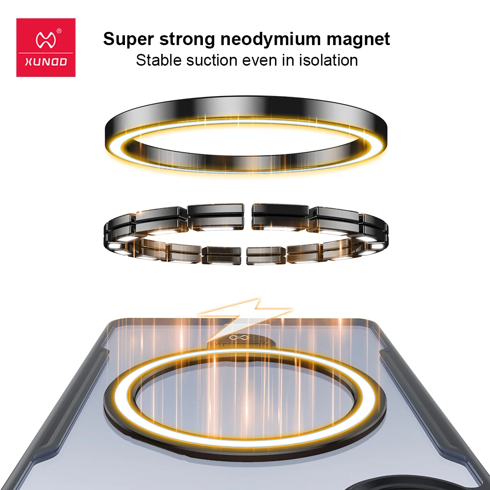 Xundd Etui z magnetycznym uchwytem 360 do Samsung Galaxy S25 S26 Ultra S26 Plus °   Obrotowa, przezroczysta osłona na plecy z poduszką powietrzną chroniącą przed upadkiem, wykonana z PC+TPU — zdjęcie produktu 4