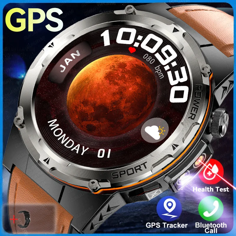 GUHUAVMI 2024 neue Militär-Smartwatch, IP68, wasserdicht, Outdoor-Sport, Fitness-Tracker, Gesundheitsmonitor, BT-Anruf, 365 nm, UV + Infrarot 3