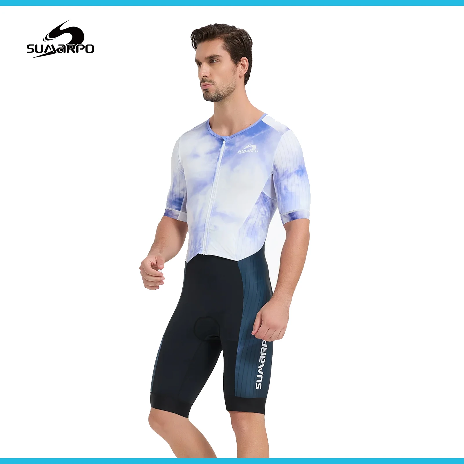 Triathlon Suit for Cycling, Short Sleeve Lightweight Tri Suit Swim Bike Run
