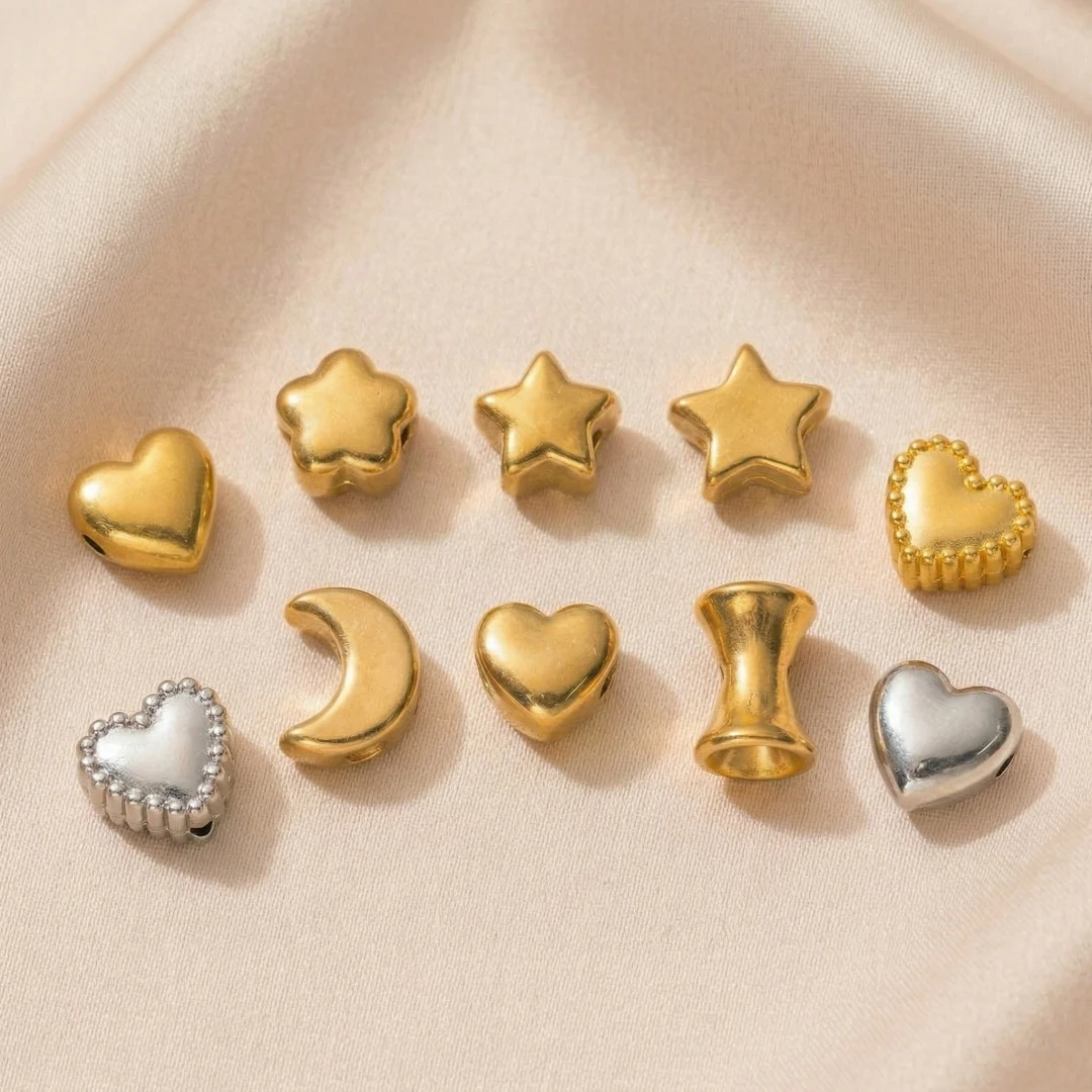 10pcs Stainless Steel Metal Beads Star Heart Spacer Beads For Bracelet Making,Separators for Beads,DIY Jewelry Making Materials image 5