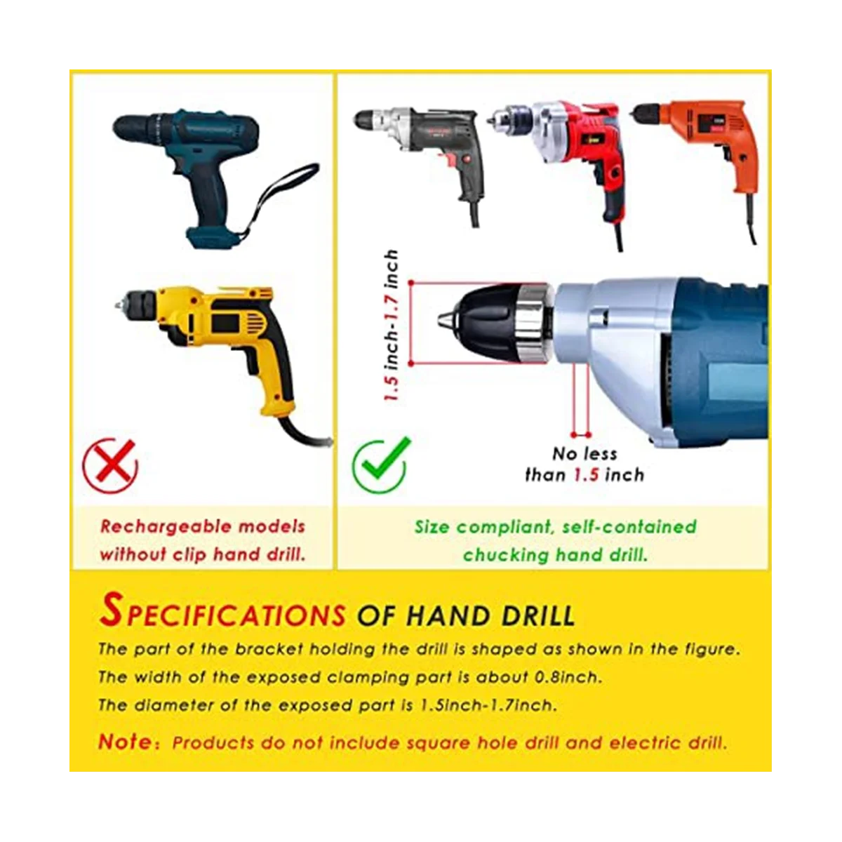 Square Hole Drill Bit Adapter for Installation and Disassembly -Mortising Attachment for Drill Press, for Drill Machines