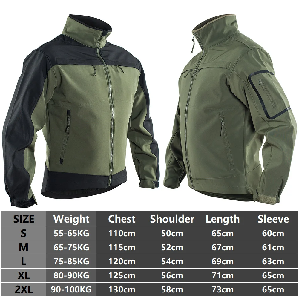 Męski wojskowy kamuflaż polar kurtka taktyczna wodoodporna wiatrówka Softshell zimowa kurtka wojskowa Safari Airsoft Hunt Clothes — zdjęcie 7