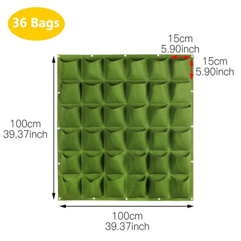 36 Pockets Vertical Wall-mounted Planting Bags Non-woven Fabrics Hanging Pots Vegetable Bonsai Flower Plant Pot Garden Supply D4