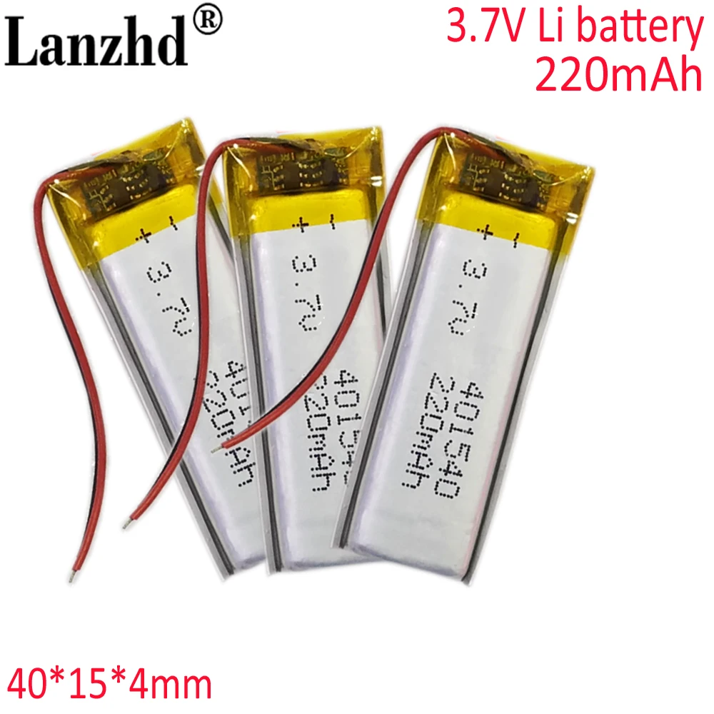 Lithium Polymer Battery 3.7V 401540 041540 451342 For point reading pen recording pen flash shoes 220mAh battery Bluetooth Heads