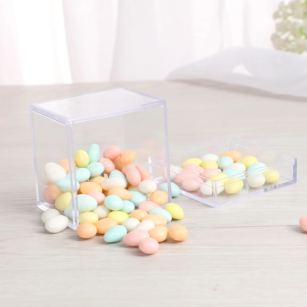 Box Candy Acrylic Clear Container Square Containers Boxes Wedding Cube Small With Plastic Dividers Organizer Favor Display Lid