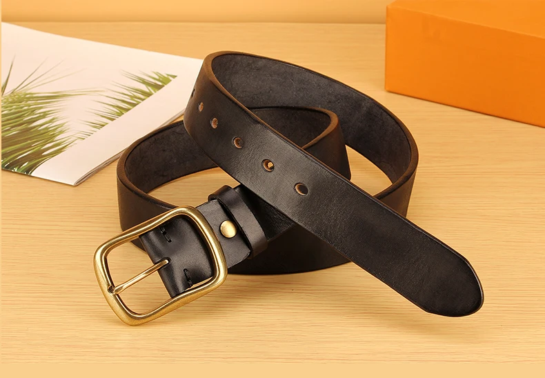 Vollnarbenledergürtel für Herren, 100 % italienischer Gürtel aus echtem, massivem Leder, lässiger Jeansgürtel, 5 mm dick, robuster Arbeitsgürtel für Herren – Detail 8