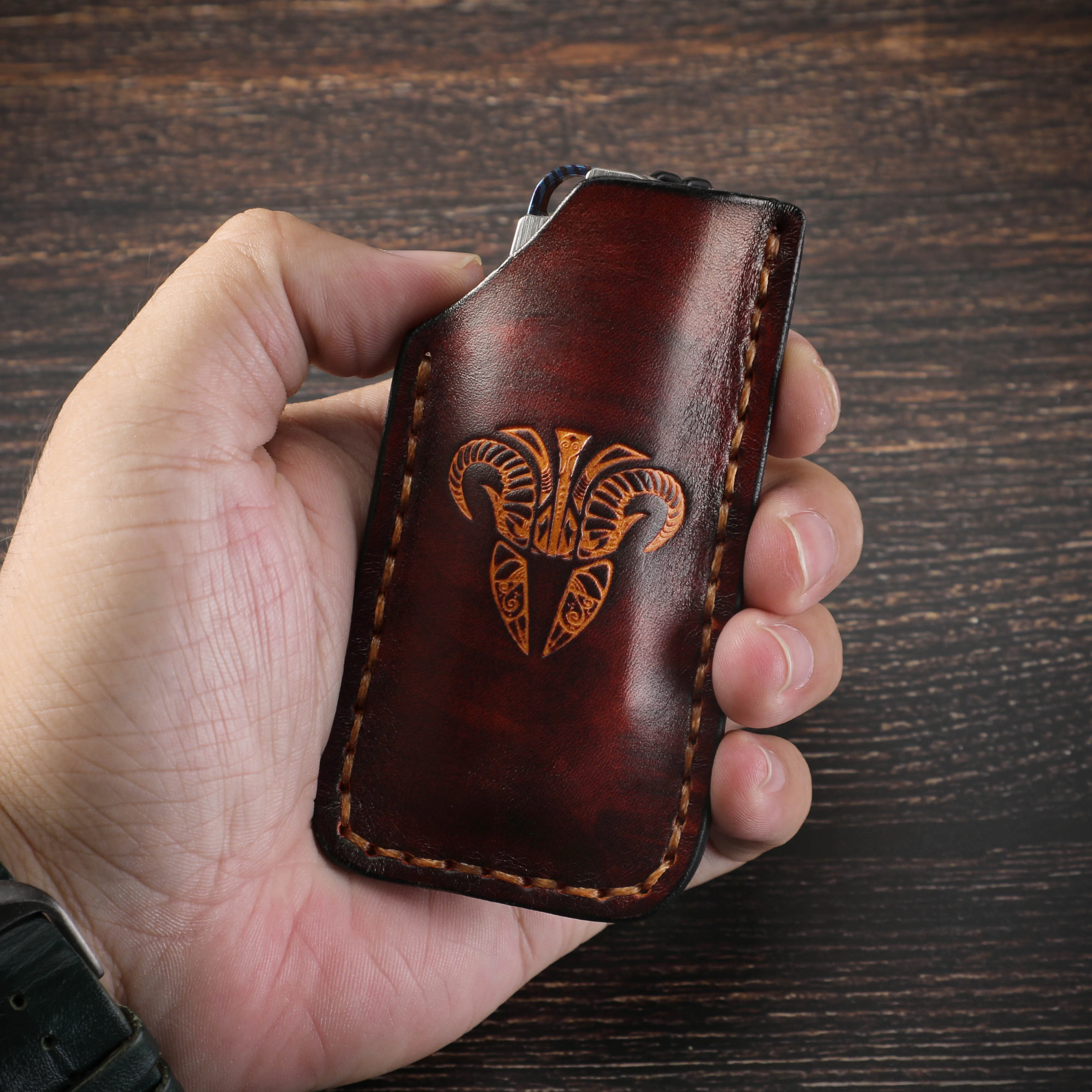Imagem -03 - Cavolknife Faca de Couro Artesanal Edc Pocket Slip Bainha de Bolso Edc de Couro para Faca Dobrável