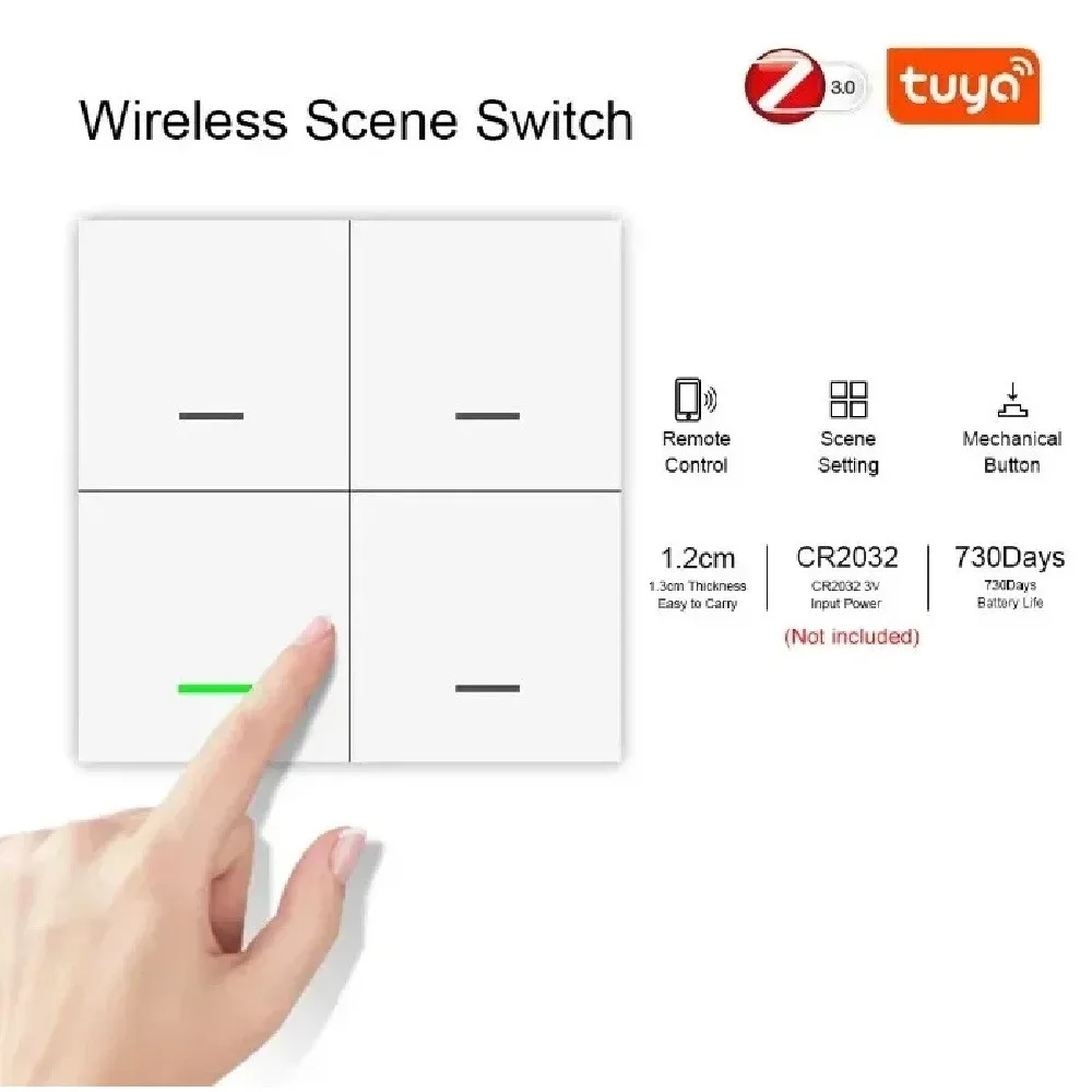 

Для Tuya Zigbee Smart Scene Switch 4 Gang 12 Scene Switch Кнопочный контроллер Домашняя автоматизация Scenario Switch Linkage