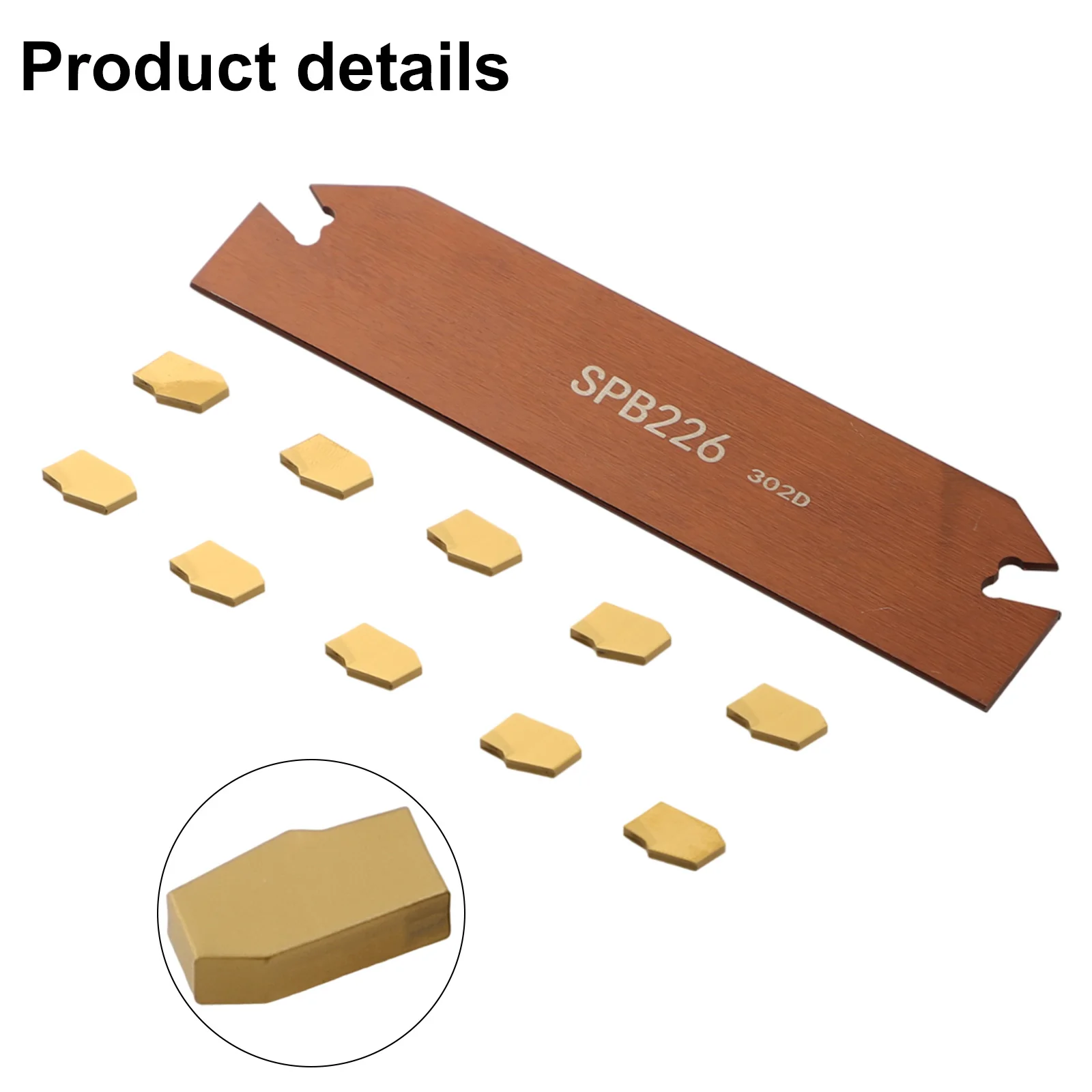 High Efficiency 10PCS Carbide Cutoff Inserts (SP200) with Compatible Tool Holder (SPB226) for Steel Processing