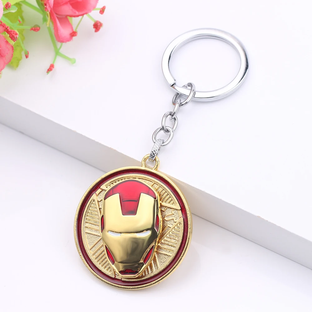 Marvel Avengers Superhero Iron Man Keychain for Men anxiety Jewelry Fun Rotate Decompress Keyrings Backpack Key Holder Pendant image 6