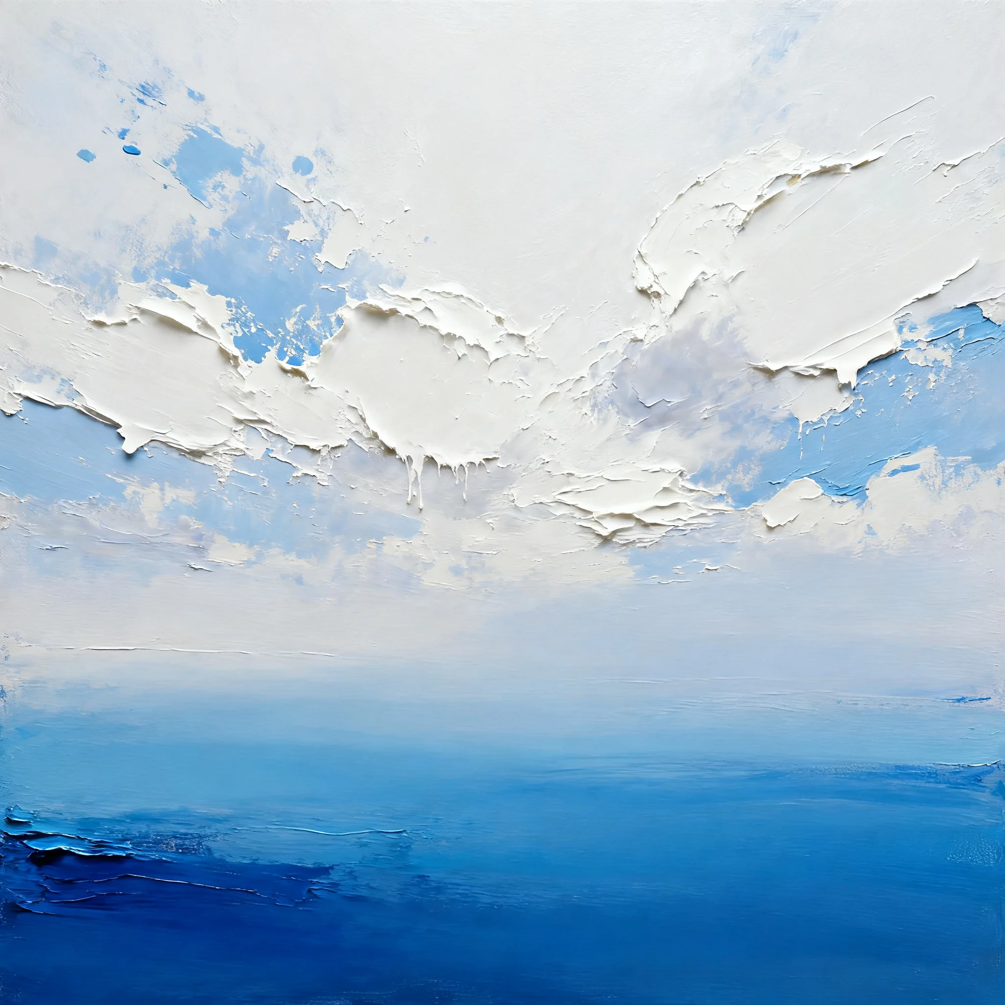 

Ручная роспись голубое небо абстрактный пейзаж текстура толстая роспись нож живопись современное настенное искусство