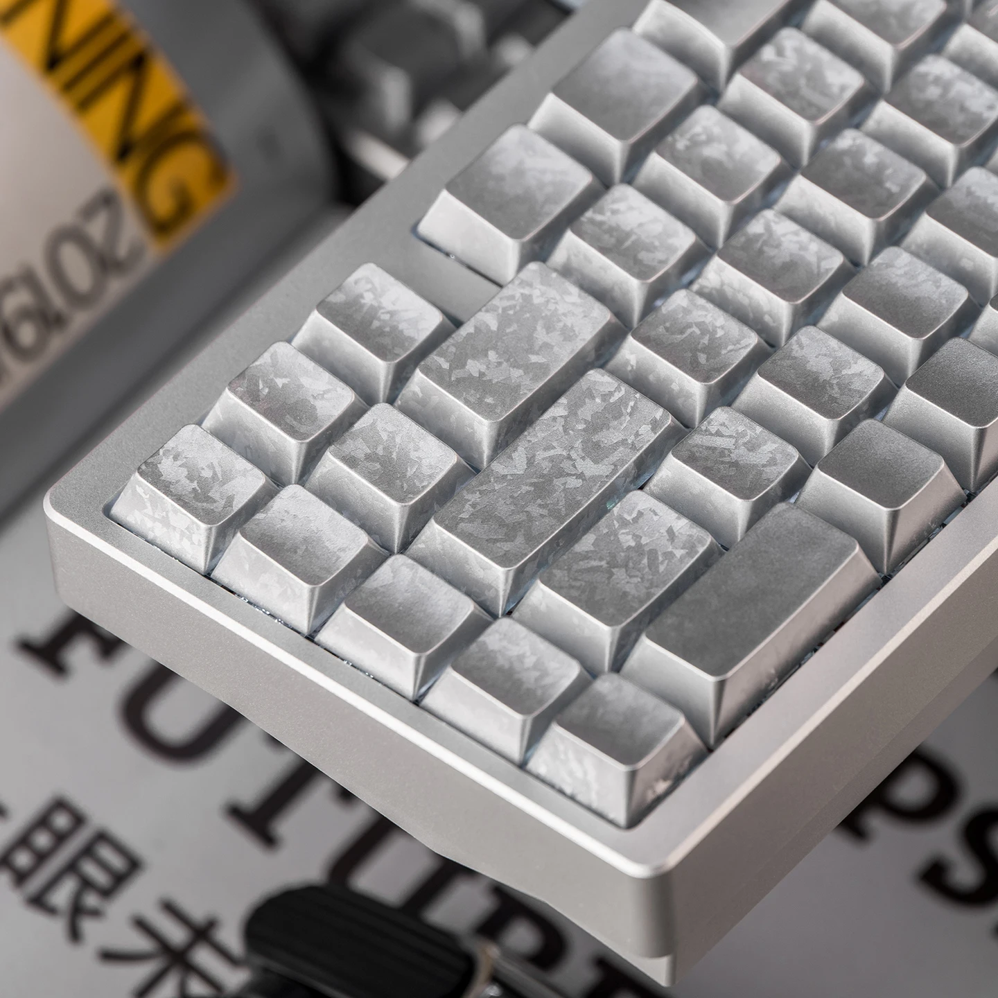 Silver Carbon Fiber Texture Shine‑Through Keycaps Cherry Profile Dye‑Sublimation PBT Keycaps For MX Switch Mechanical Keyboard