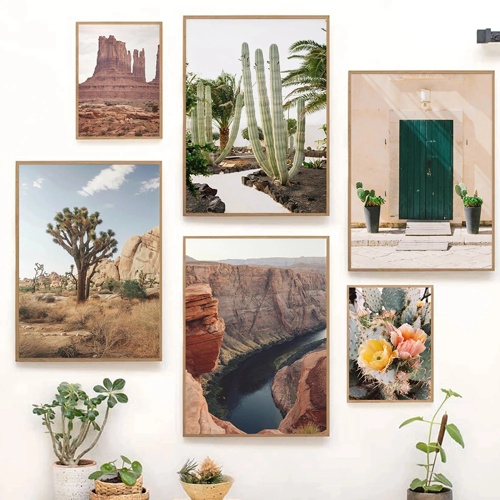 Arizona Desert Green Cactus Natural Landscape High Quality Photography Poster Canvas Paintings Wall Art Pictures Home Decor