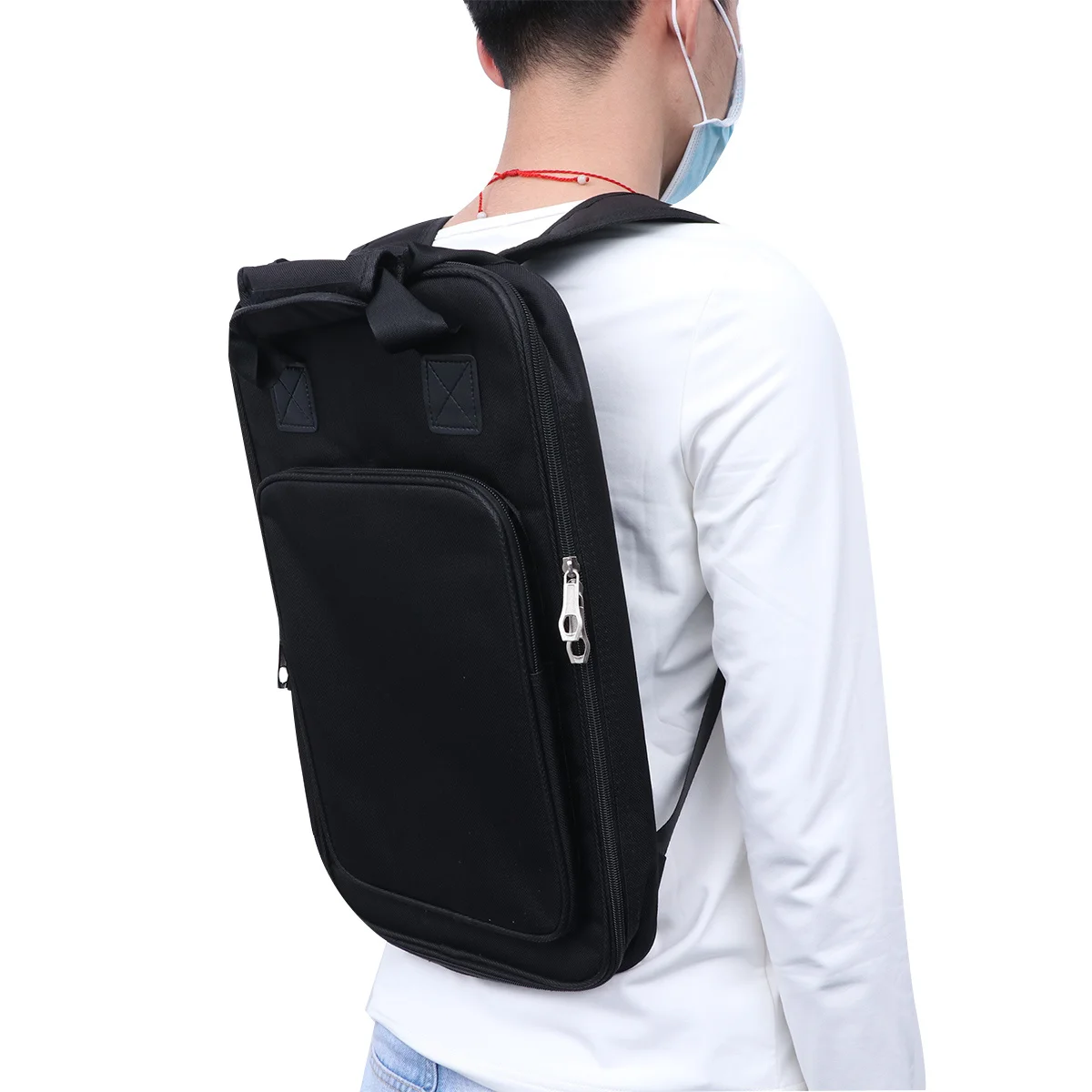 

1pc Drum Stick Bag For 12 Pairs Black Thickened Drumsticks Large Capacity Body Curve Design With Sling Hook Floor Tom Carry