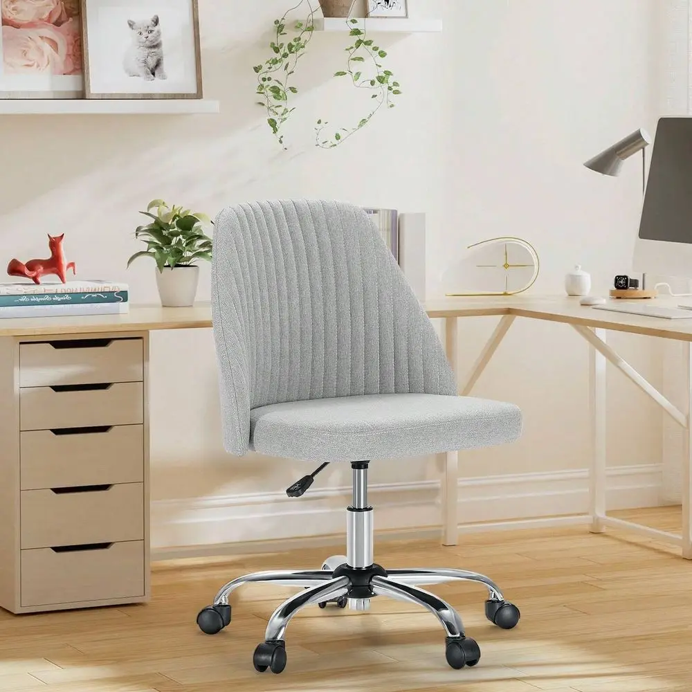 

Armless Chair Home Office Desk Chair With Wheels Adjustable Swivel Task Computer Vanity Chair For Small Spaces