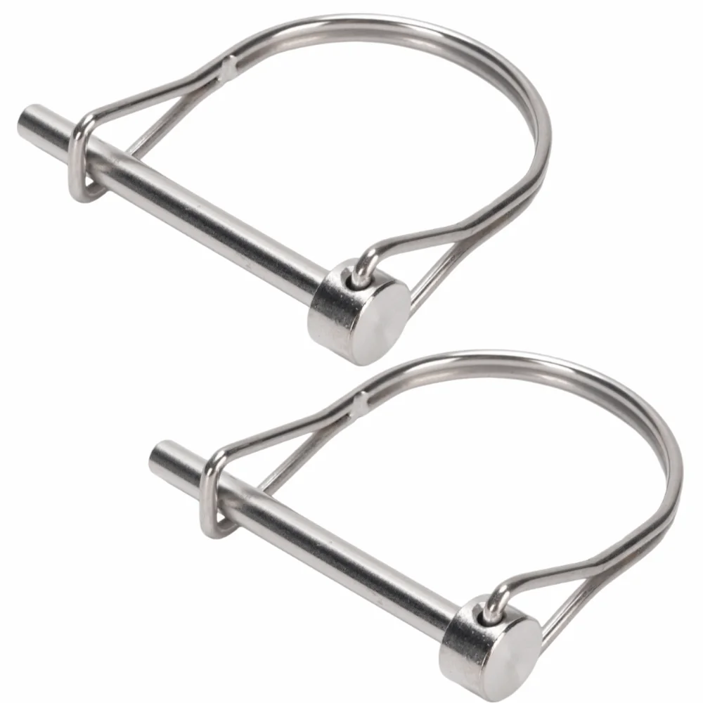 2PCS Practical 304 Stainless Steel Safety Coupler Pin Silver Universal Trailer Coupler Pin Extended Length D Type Shape PTO Pin