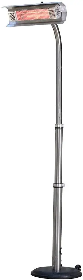 02117 Telescoping Offset Pole Mounted Infrared Patio Heater With Wheels 1500 Watt Indoor Outdoor Powder Coated Steel