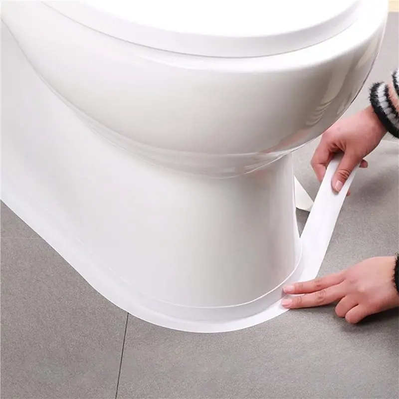 ABKW-2X White Caulk Tape Self Adhesive Waterproof,Bathroom Peel & Stick Caulking Strip Floor Tile Wallpaper Toilet Tub Shower