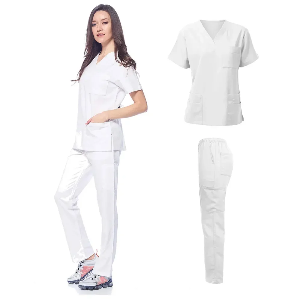 

Wholesale Nursing Sets Stretch Beauty Salon Workwear Medical Surgical Uniforms Pet Hospital Doctor Scrubs Suit Nurse Accessories