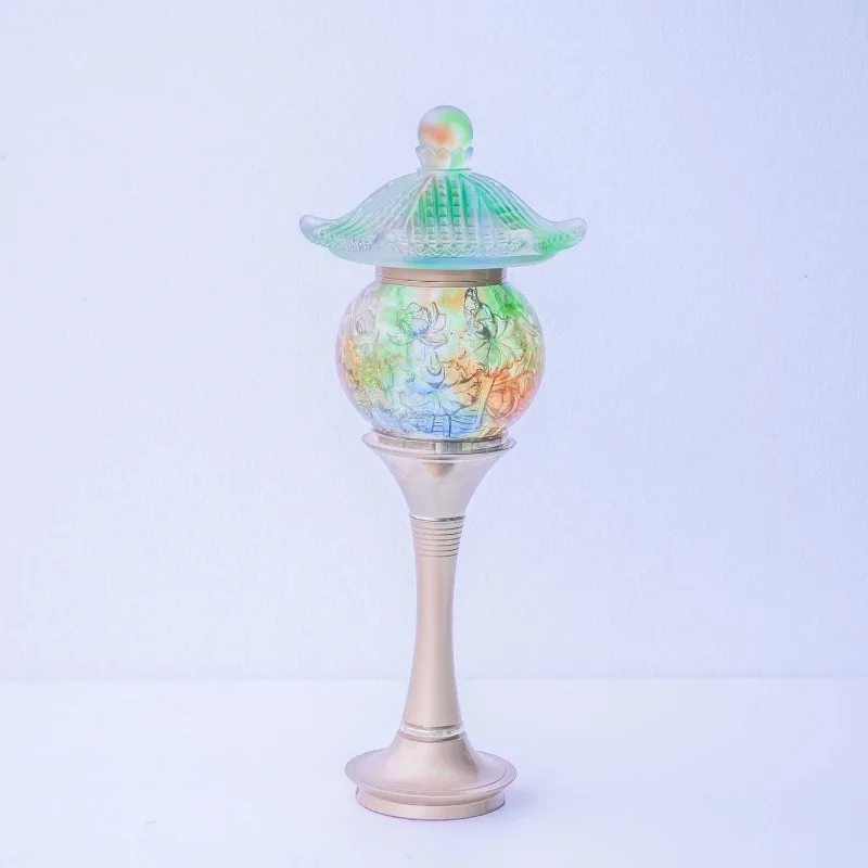 Pure copper engraved 15-inch lotus palace lamp, bedroom villa, suitable for hall, living room home, ornament handicrafts