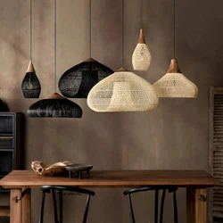 RON-Lampe Suspendue Vintage en Rotin de Haute Qualité, Luminaire Décoratif d'Nik, Idéal pour un Loft, une Salle à Manger, un Restaurant ou une Cuisine