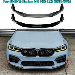 For BMW 5 Series M5 F90 LCI 2021-2024 Front Bumper Canard Lip Splitter Front Shovel Lip Body Kit Spoiler Protective Modification