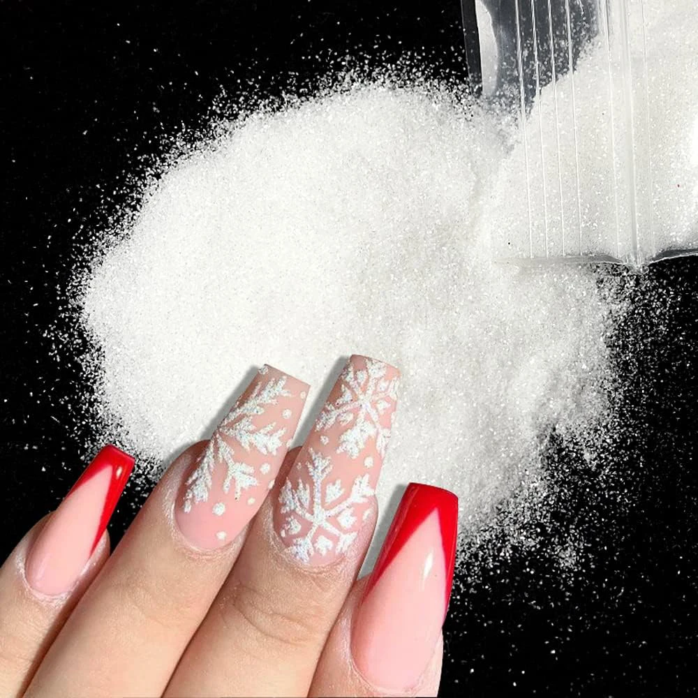 

50g/Bag Sparkling Black White Sugar Nail Glitter Powders Iridescent Sweater Pigment Winter Style Nail Polish Nails Accessories