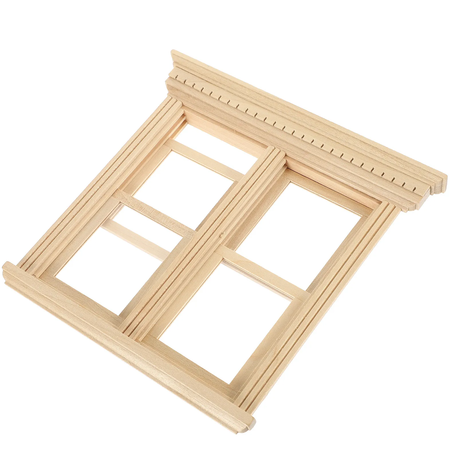 

Mini Wooden House Window Frame High-Detail Miniature Furniture Accessory Bedroom Living Room Decor Simulation Window for Mini