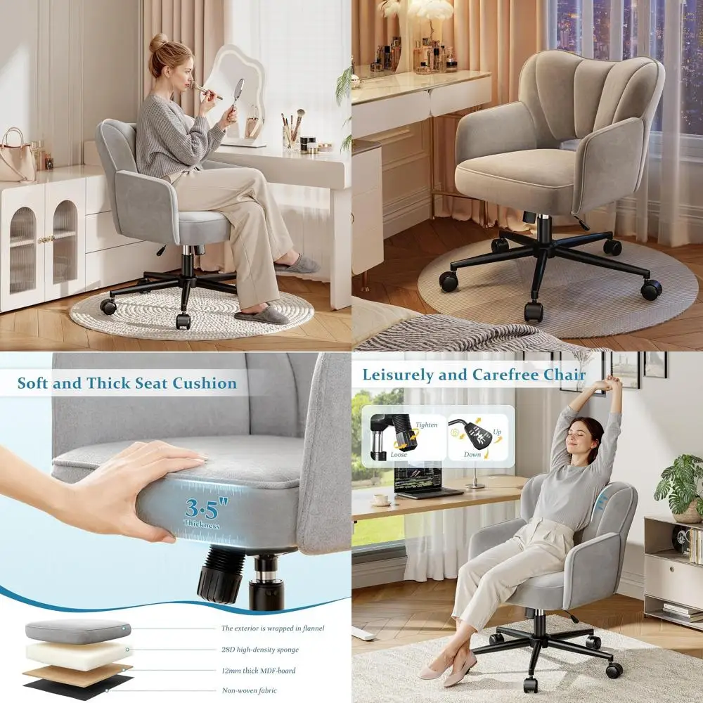 

Серое кресло на колесиках с регулируемой высотой для макияжа, работы и комфортного отдыха