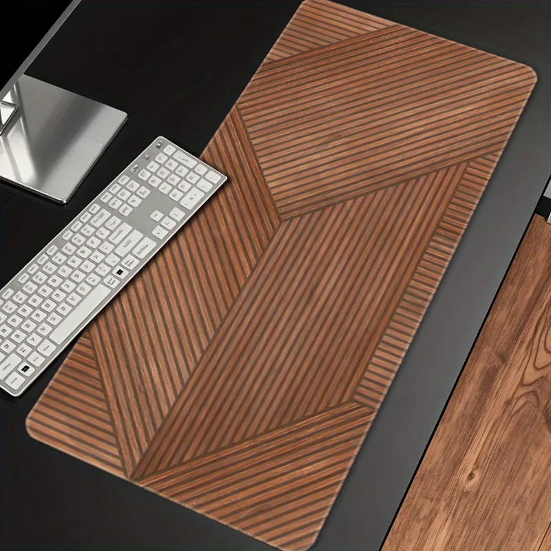 

The large brown rubber seam border slip base of the Geometric wood line game mouse pad is suitable for both office and home use