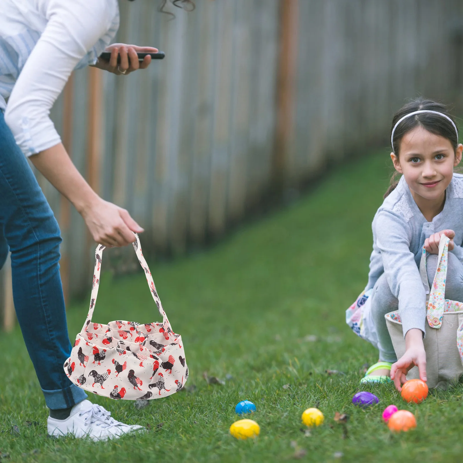 

Egg Collecting Baskets Safe Material Cartoon Design Oxford Cloth Pockets Chicken Duck Goose Eggs Farm Garden