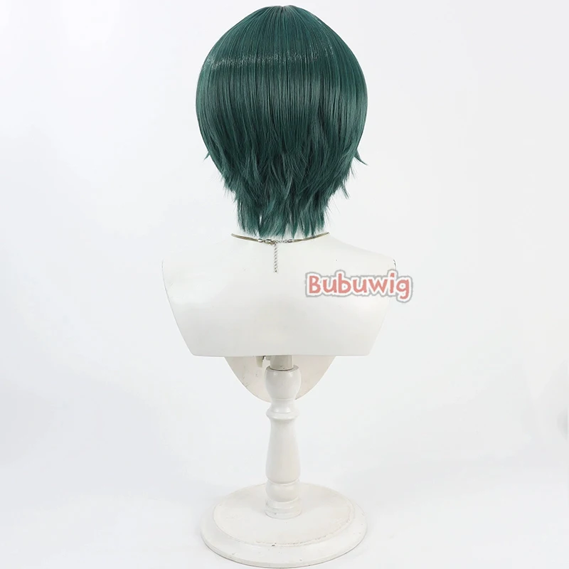 Bubuwig الشعر الاصطناعية Juji Yusurube تأثيري الباروكات Tougen Anki Juji Yusurube 30 سنتيمتر قصيرة مستقيم الأخضر الرجال شعر مستعار مقاومة للحرارة