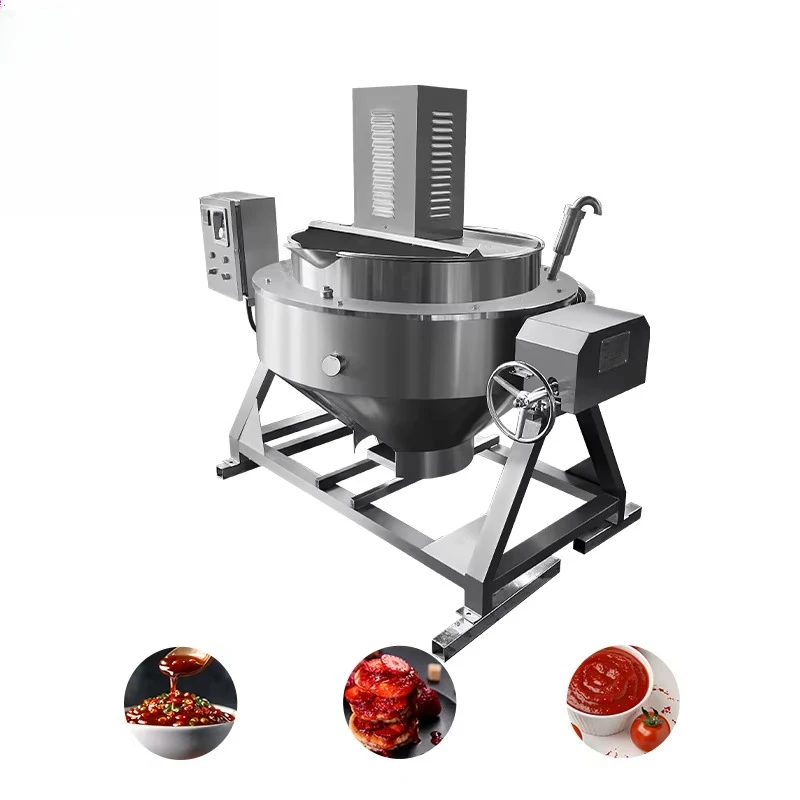 Industrial Electric Cooking Boiler Tilting Boiling Pot Thermal Oil Jacketed With Stirrer Food-Grade