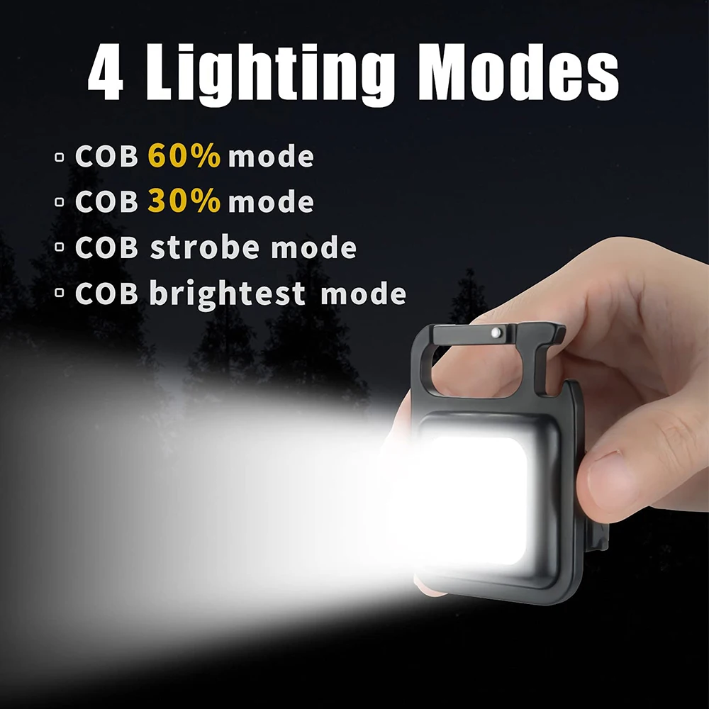 Mini Portable LED Keychain Lights Multifunction COB Flashlight Outdoor  Light USB Rechargeable For Strong Magnetic Camping Light